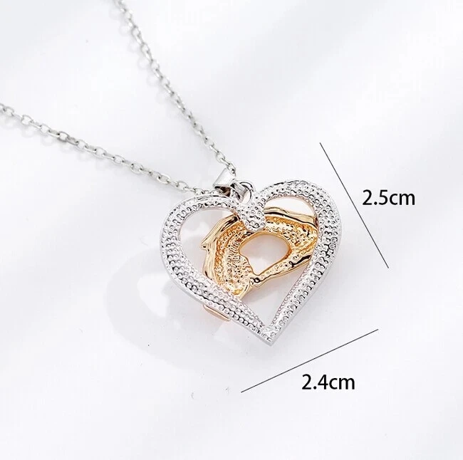 Collana amore materno regalo mamma cuore figlio bimbo bambino mano nella mano - Immagine 3 di 4