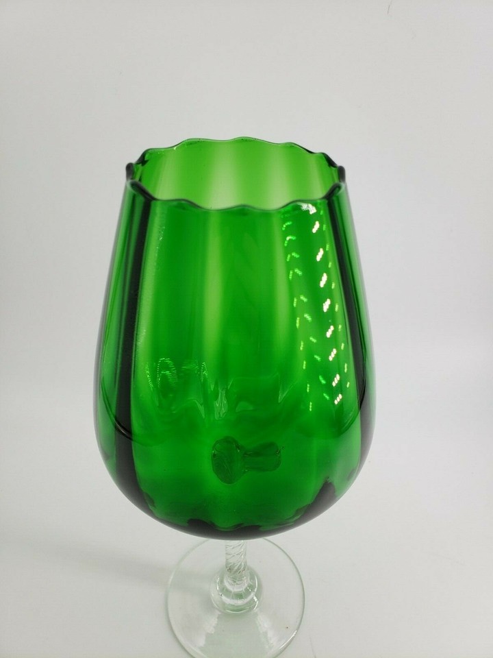 Empoli Optic Emerald Green Brandy Snifter, Clear Base, 10"tall eBay