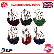 Full Size Rosewood Highland Scottish Bagpipes Silver Mounts Different Tartans