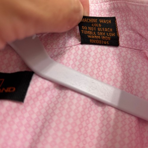 Steven Land Mens 19-34/35 Pink Button Up Geo Shirt Long Sleeve French Cuff - Picture 5 of 8