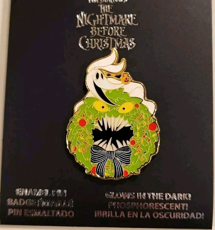 Loungefly Disney NBC Zero Monster Wreath Glow In the Dark Christmas Pin NEW