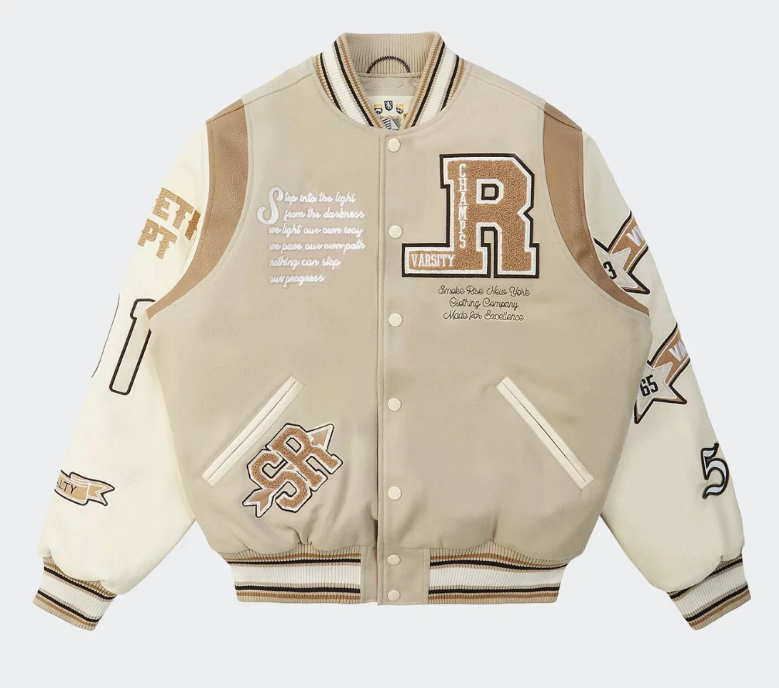 Beige varsity clearance jacket