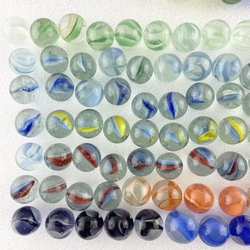 Glass Marble Lot of 76 w Shooter Color Ribbon Blue Orange Green Yellow White - Picture 5 of 7