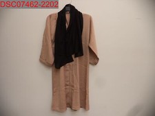 NWOT - Women's Tan Beaded Dress with Black Wrap, Size M