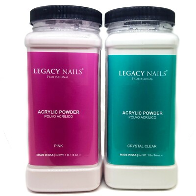 Legacy Nails Acrylic Powder Clear &/ Pink 1lbs Polvo Acrilico Free Priority Mail