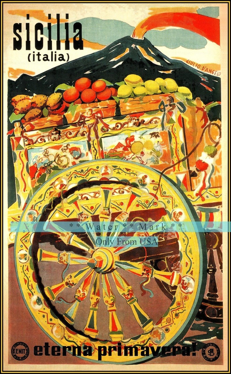 Sicilia 1947 Sicily Italy Nostalgic Vintage Poster Print