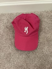 Womens Browning Baseball Cap Hat Hot Pink Embroidered White Logo Strap Back Womens Browning Baseball Cap Hat Hot Pink Embroidered White Logo Strap Back