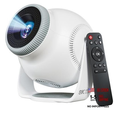 8K Video Decode / Android 14.0 Mini Smart Projector with WiFi 6 & Bluetooth