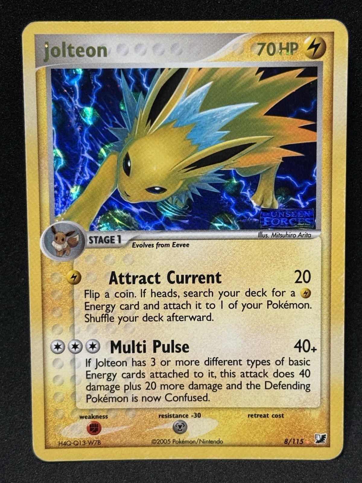 Pokemon Jolteon 8/115 EX Unseen Forces Reverse Holo Stamped MP