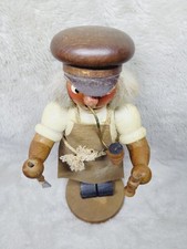 Antique Hand Made Crafted Wood Pipe Smoking Toy Maker Man & Tool Bench Germany