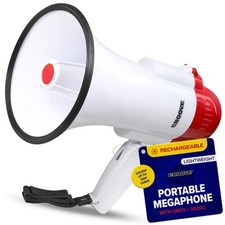 Rechargeable Megaphone Bullhorn Speaker, 1000 Yard Range, Lightweight, Siren