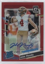 2023 Panini Donruss Optic Rated Rookie Red Prizm 15/75 Jake Moody #289 Auto rf2