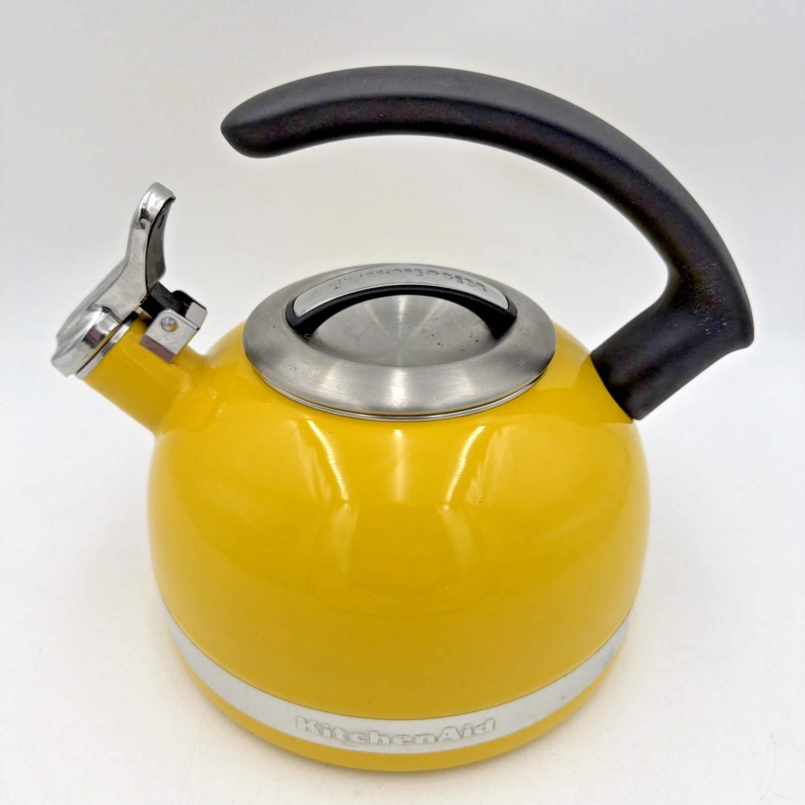 KitchenAid Yellow Enamel Tea Kettle 1.9 Qt Whistling Stove Top Teapot