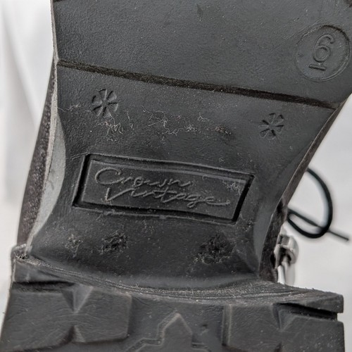 Crown Vintage "Calista" Black Lace-Up Lug Sole Heeled Boots Size 6M Grunge Urban - Picture 8 of 12