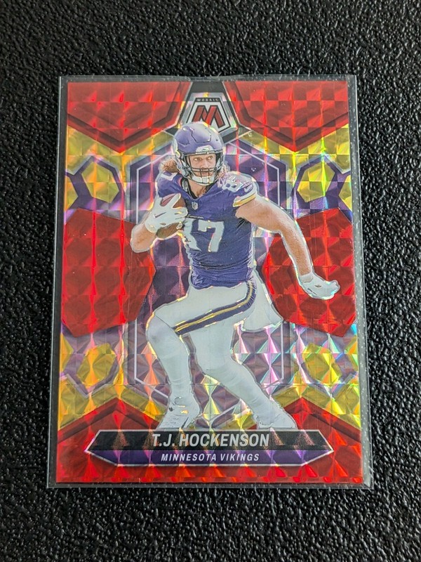 2024 Panini Mosaic - T.J. Hockenson, Choice Fusion Red & Yellow Mosaic Prizm /80