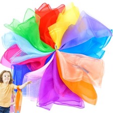 12 Stück Jongliertücher, 60x60cm Square Bunte Tanz Chiffontücher, Kindergarten