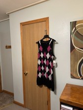 Tommy Hilfiger NWT XL w/Argyle Print Sleeveless Knee-Length Sweater Dress