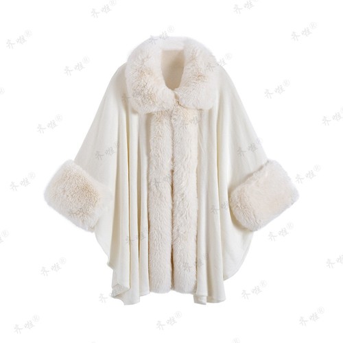 Women's Prom Genuine Rabbit Fur Knitted Cape Stole Wedding Shawl Wraps Winter - Picture 13 of 13