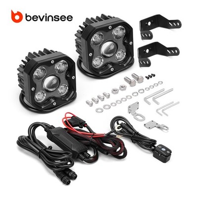 2x 3inch Square Motorcycle LED Auxiliary Light Pod Off-Road Flood Spot Fog Lamp
