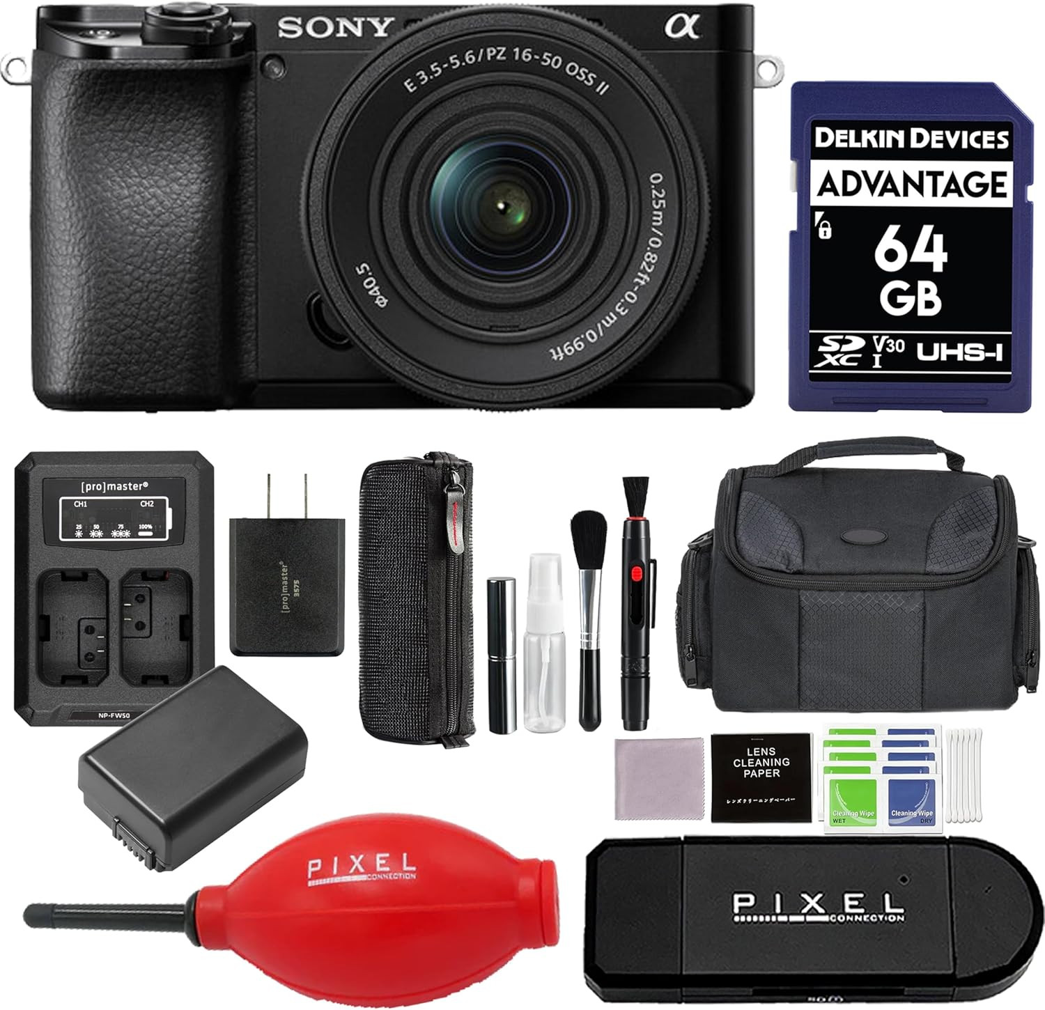 Sony a6100 Mirrorless Camera w/ 16-50mm f/3.5-5.6 II Lens & Accessories Bundle