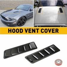 2x Gloss Black Car Hood Vent Scoop Louver Scoop Cover Air Flow Intake Universal