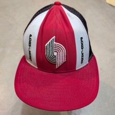 VTG Portland Trailblazers Lucky Stripes Hat Trucker Hat USA Made Red White Black