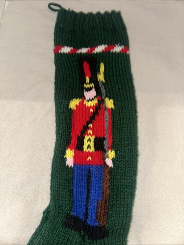 VINTAGE Crocheted Christmas Stocking! toy Soldier 24”