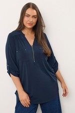 Image of EVANS Curve Women's Plus Size Zip Front Jersey Blouse