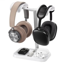 New Dual Headphone Stand, Double Balanced Headset Stand with Storage Tray, Heavy