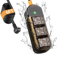 Outdoor Power Strip Weatherproof 6 FT Outdoor Extension Cord Waterproof Surge...