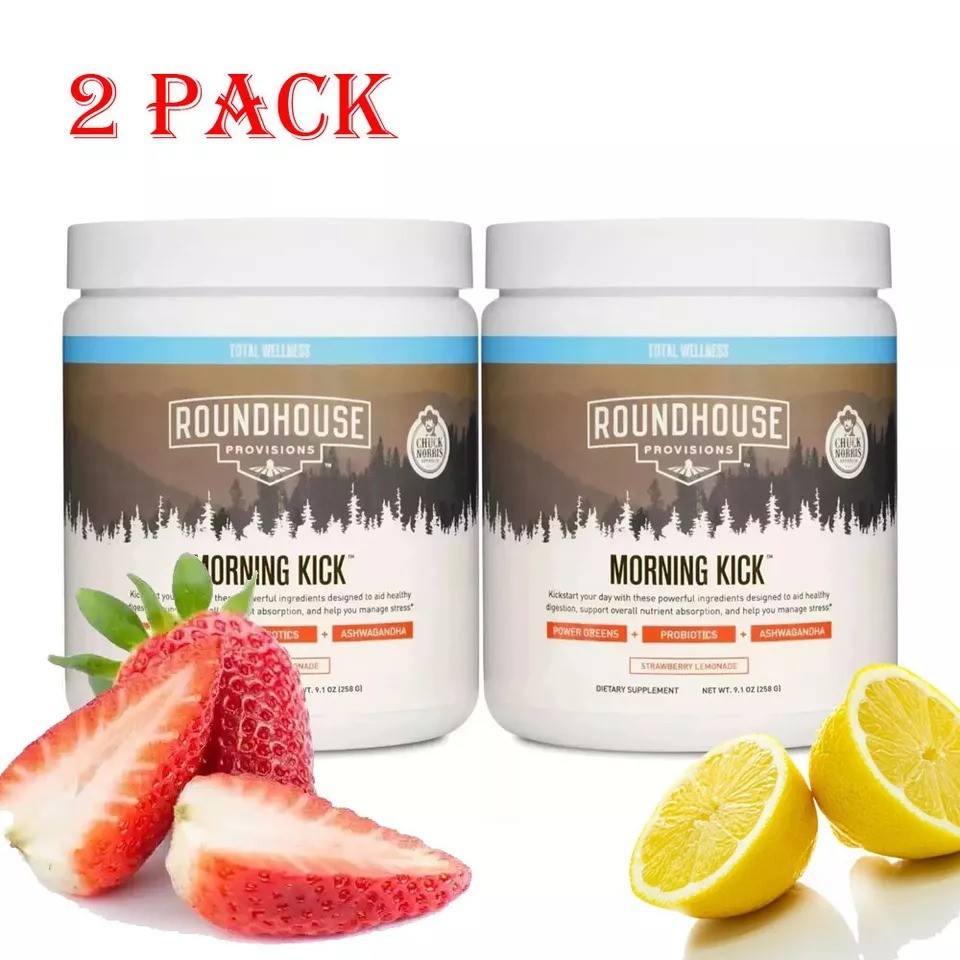 2 ROUNDHOUSE PROVISIONS MORNING KICK-DIGESTIVE POWDER-STRAWBERRY LEMONADE