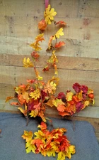 Faux Silk Fall/Autumn Leaves Flower Stems & Garland - Lot of 4
