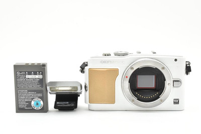 Olympus PEN Lite E-PL5 Mirrorless SLR Camera White Tested w/ Battery, Flash