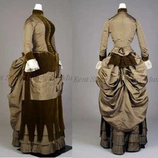 Historical 1885s Victorian Dresses Civil War Fashion Bustle Ball Gown Costume
