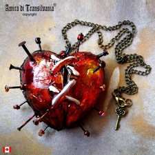 Broken Heart Necklace Jewelry Locket Charm Chain Heartbroken Goth Gothic Jewels