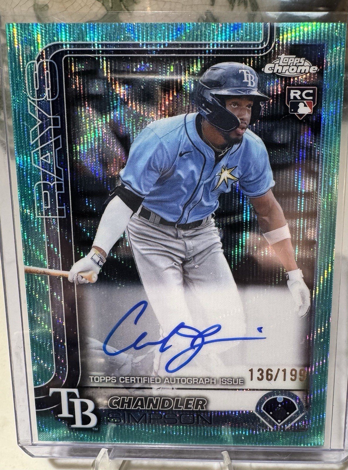 2025 Topps Chrome - Rookie Autographs Chandler Simpson #RA-CSI Aqua Wave /199