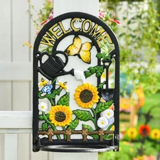 Sungmor Cast Iron Flower Pots Basket Garden Decorative Wall-Mount Planter Holder