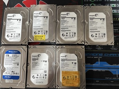 Lot 7 (Seven) x 1TB 1000GB 3.5   LFF SATA Seagate & WD HDD. Barracuda/Blue/Dsktp