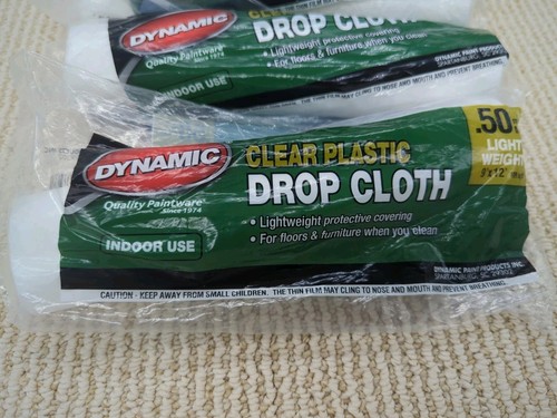 Dynamic Clear Plastic Drop Cloth 0.5 Mil Indoor Use Lot Of 4 - 第 3/5 張圖片