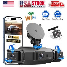 360 Degree View 4 Channel Dash Cam Front and Rear Inside Left Right, Dash Camera