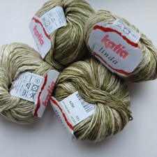 Katia Linda 6 x 50g balls of shade 123 greens - cotton & linen knit/crochet yarn