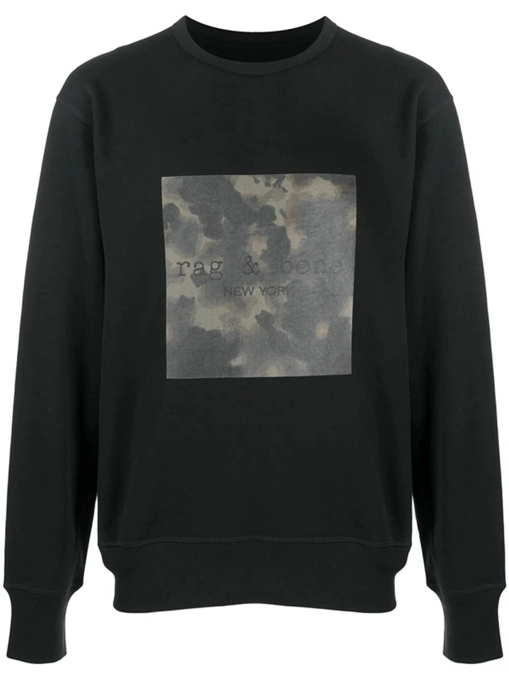 Rag & Bone Ink Boxed Camouflage Print Sweatshirt In Black size XL - Image 2 of 2