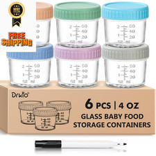 DRKIO 6 Pack Glass Baby Food Storage Containers - 4 Oz 4 - Multicolor