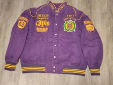 Big Boy Gear Omega Psi Phi Mens Twill Racing Jacket Purple