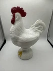 Rooster Westmoreland Milk Glass Painted Standing Covered Candy Dish 9" Vintage