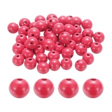 50pcs 20mm Rose Pink Round Wood Beads 3.3mm Large Hole for Jewelry Making
