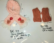 Handmade Crochet Girls Pink Finglerless Gloves 2-6 Y