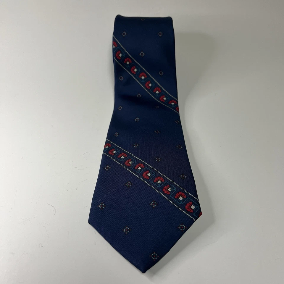 "Corbata de cuello Christian Dior vintage azul marino con seda floral roja para hombre 55 x 3,25""" Foto 2 de 4