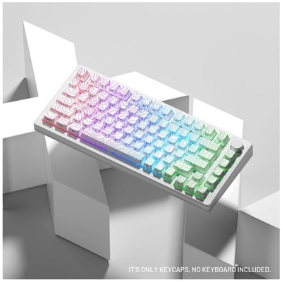 Unique White Keycaps with Topographic Pattern, 118 Keys