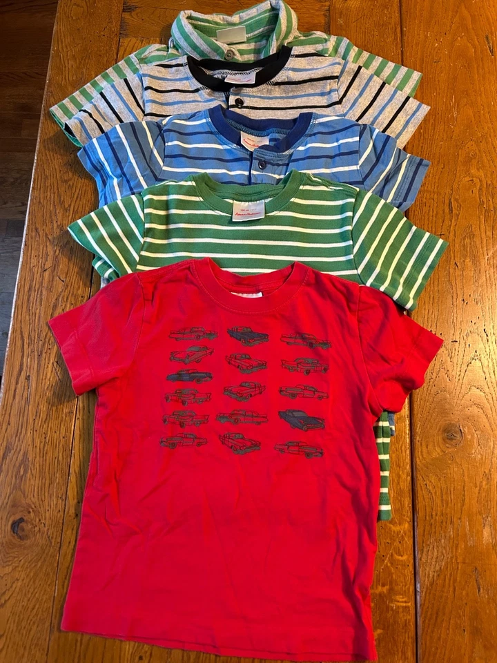 Lot of 5 HANNA ANDERSSON short sleeved striped henley polo tee shirt 4 100 - Image 2 of 4